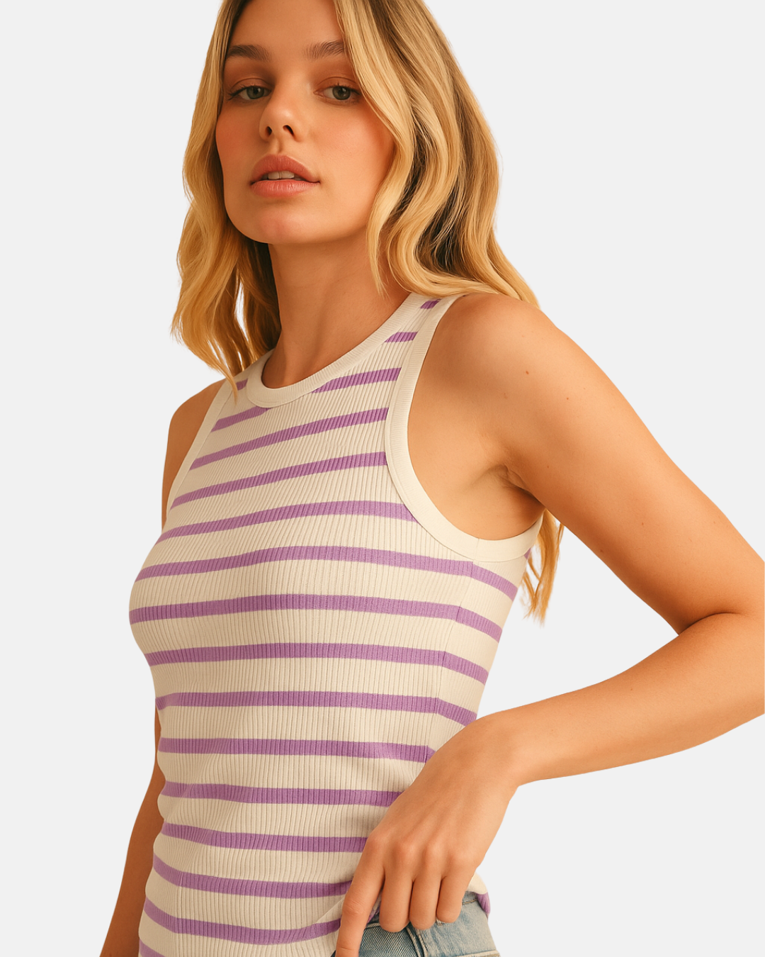 Basic Striped Sleeveless Tank Top