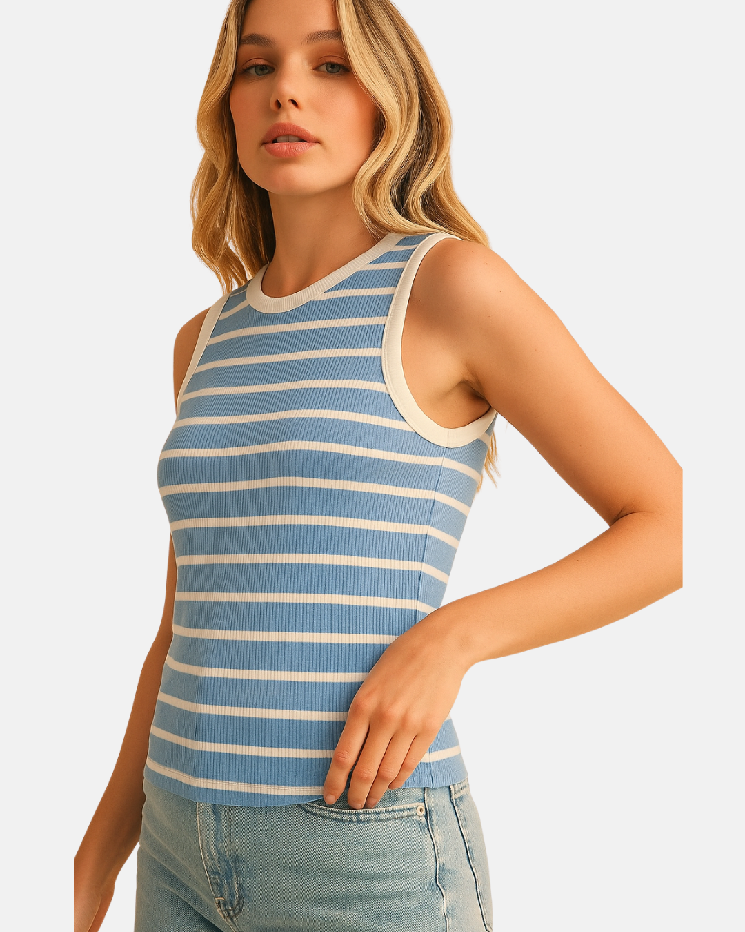 Basic Striped Sleeveless Tank Top