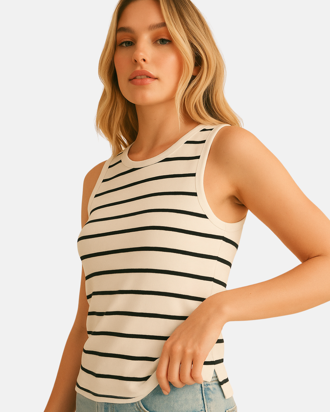 Basic Striped Sleeveless Tank Top