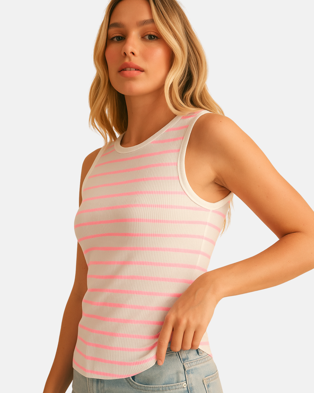 Basic Striped Sleeveless Tank Top