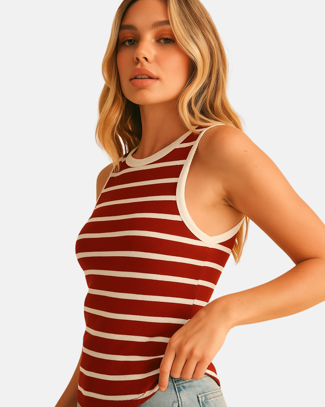 Basic Striped Sleeveless Tank Top