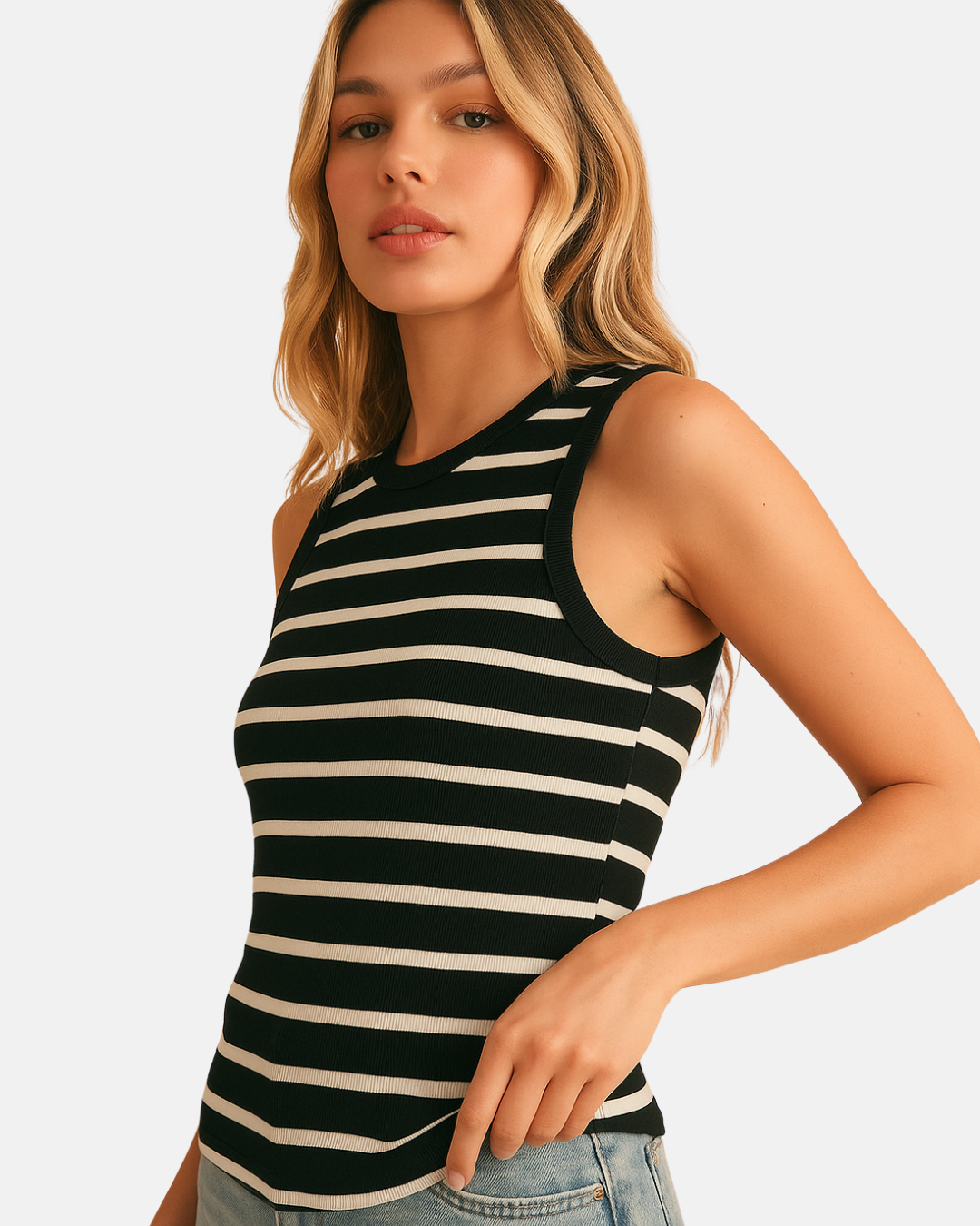 Basic Striped Sleeveless Tank Top