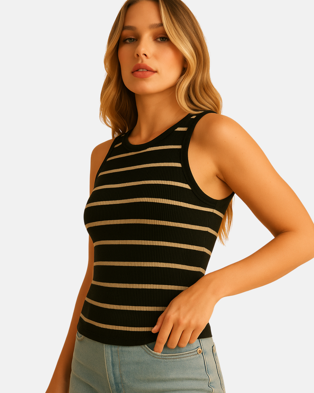Basic Striped Sleeveless Tank Top