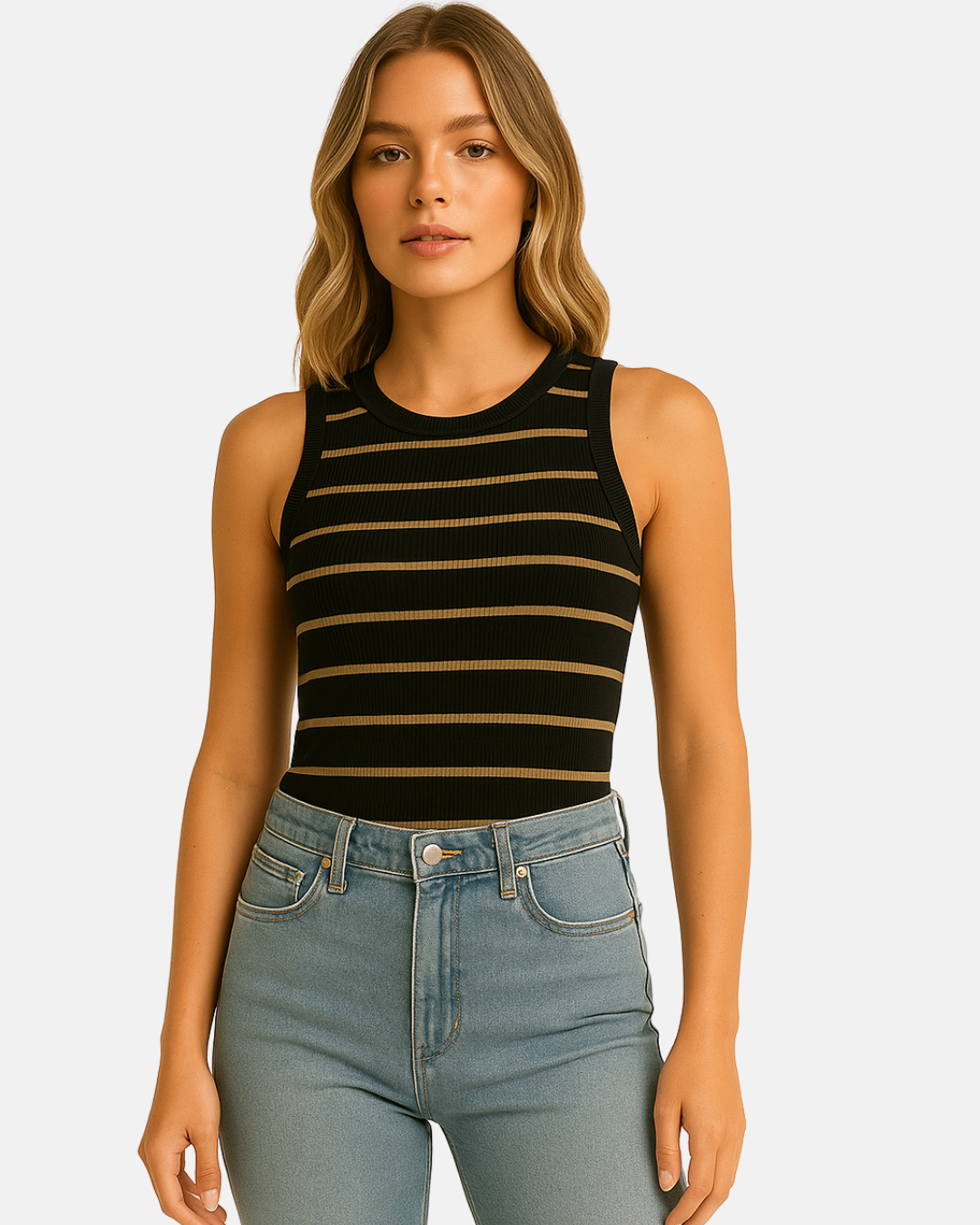 Basic Striped Sleeveless Tank Top