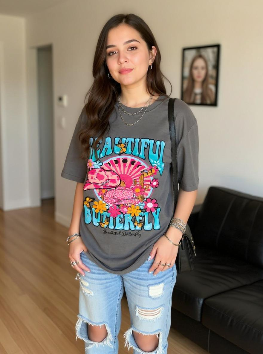 Butterfly Oversized Short Sleeve T-shirt